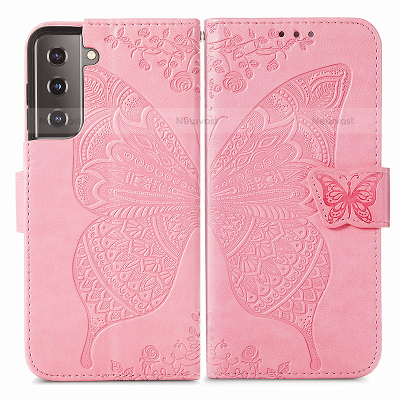 Leather Case Stands Butterfly Flip Cover Holder for Samsung Galaxy S23 Plus 5G Hot Pink