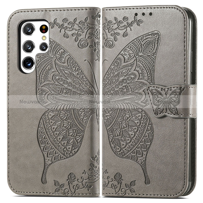 Leather Case Stands Butterfly Flip Cover Holder for Samsung Galaxy S24 Ultra 5G