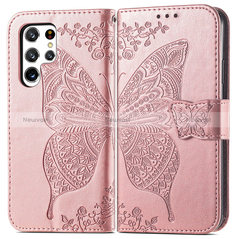 Leather Case Stands Butterfly Flip Cover Holder for Samsung Galaxy S24 Ultra 5G