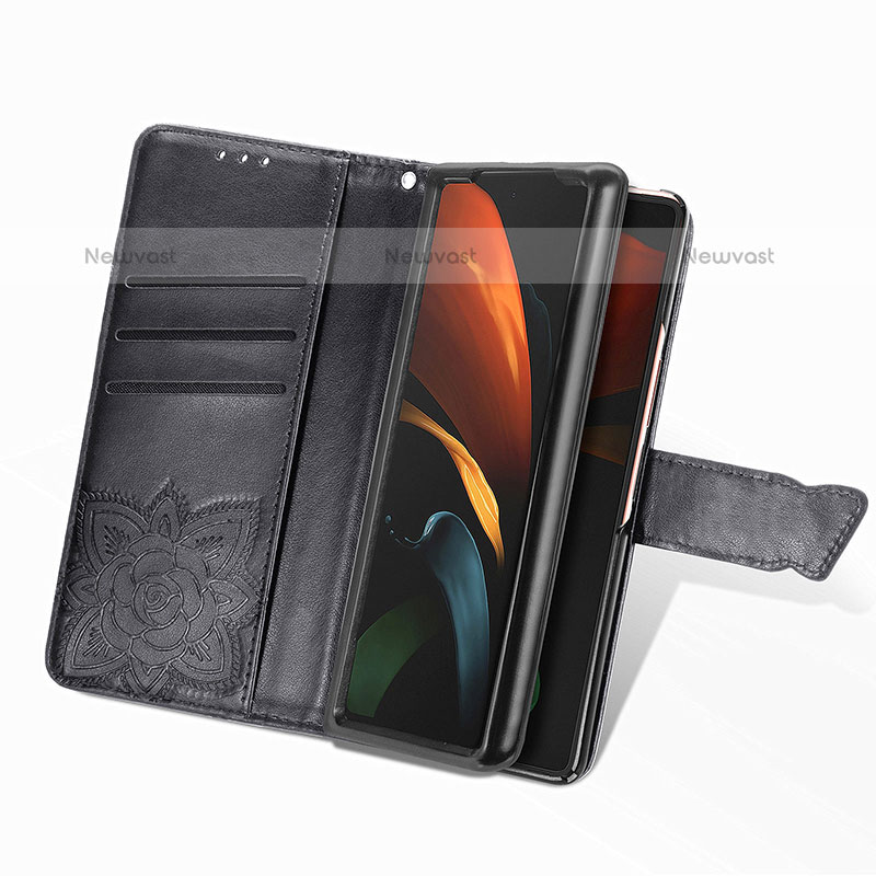 Leather Case Stands Butterfly Flip Cover Holder for Samsung Galaxy Z Fold3 5G