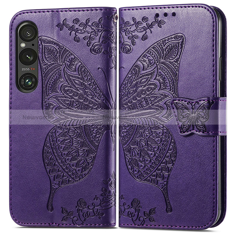 Leather Case Stands Butterfly Flip Cover Holder for Sony Xperia 1 V