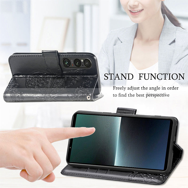 Leather Case Stands Butterfly Flip Cover Holder for Sony Xperia 1 V