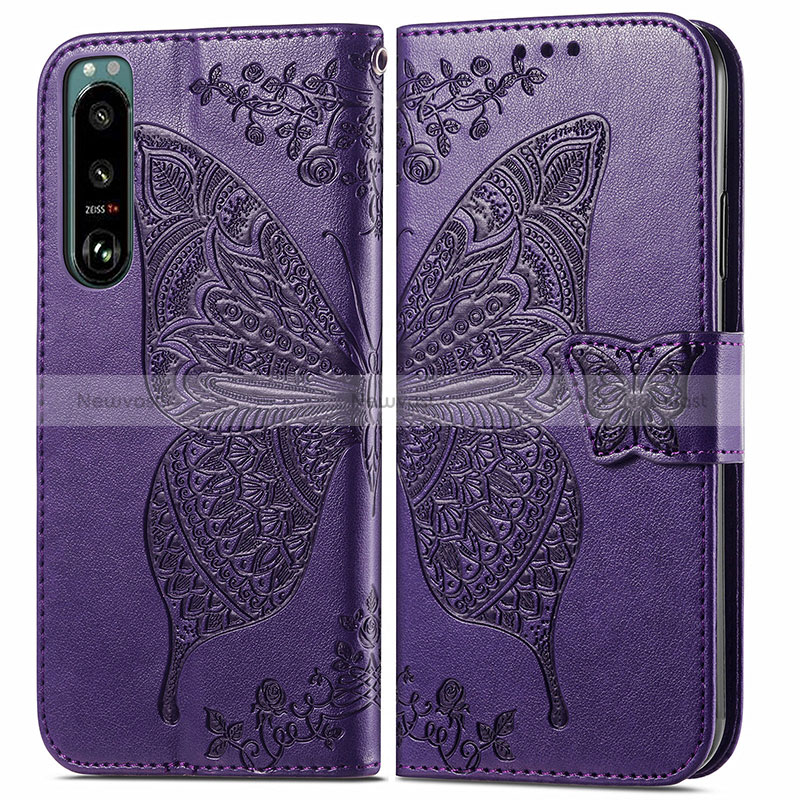 Leather Case Stands Butterfly Flip Cover Holder for Sony Xperia 5 III SO-53B