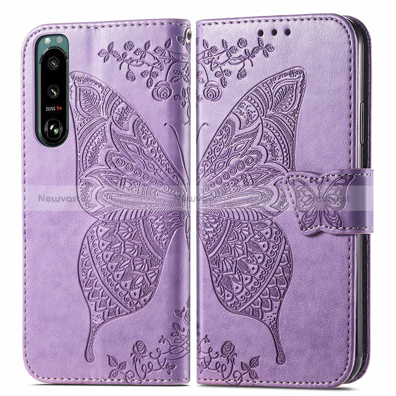 Leather Case Stands Butterfly Flip Cover Holder for Sony Xperia 5 IV