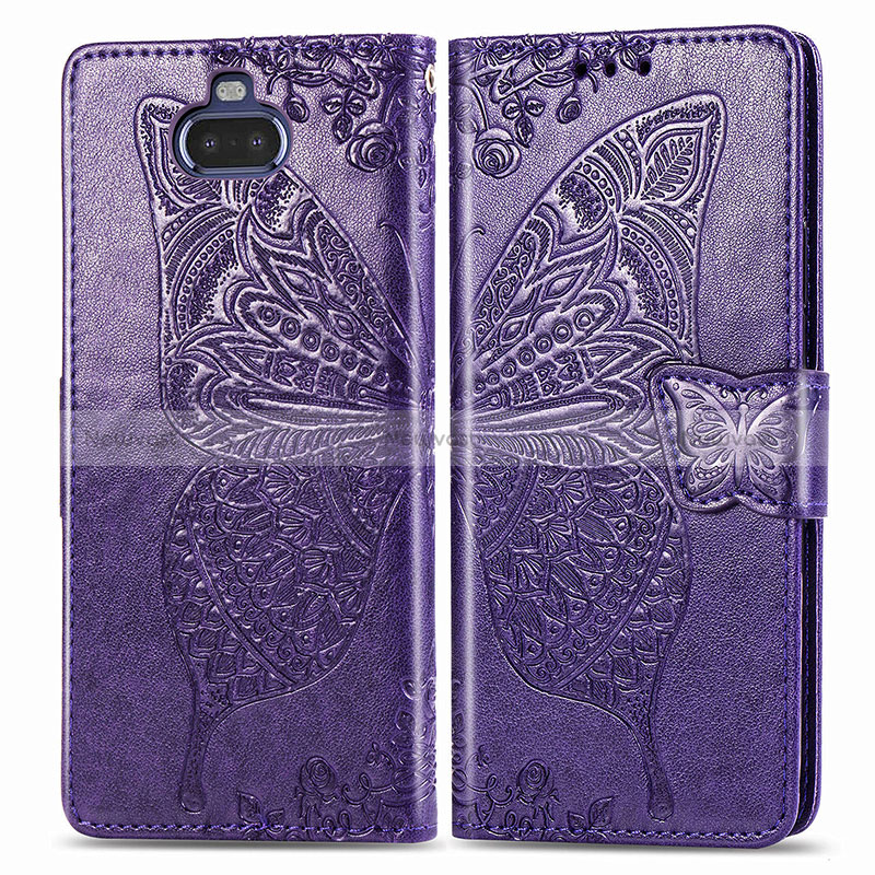 Leather Case Stands Butterfly Flip Cover Holder for Sony Xperia 8 Lite