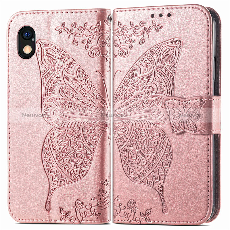 Leather Case Stands Butterfly Flip Cover Holder for Sony Xperia Ace III Pink