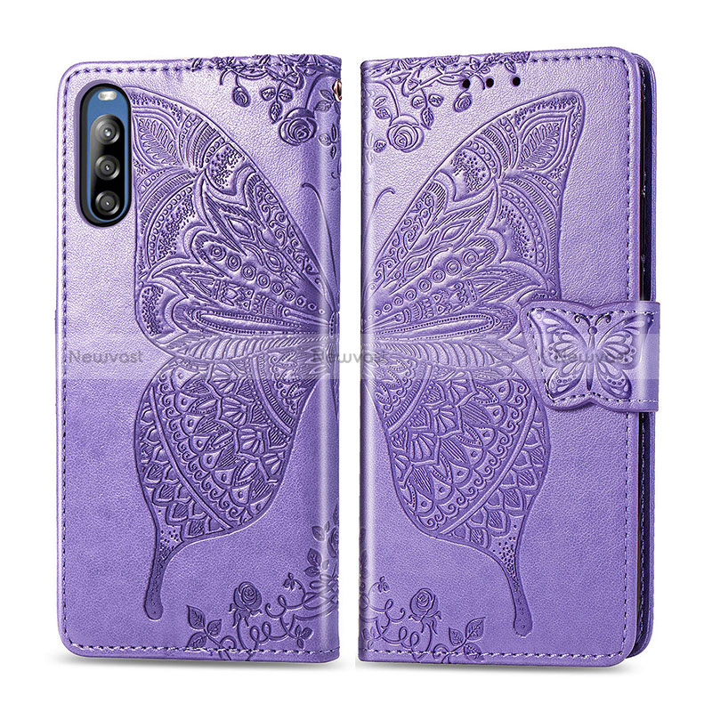 Leather Case Stands Butterfly Flip Cover Holder for Sony Xperia L4 Clove Purple
