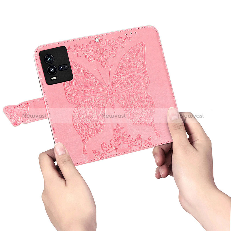 Leather Case Stands Butterfly Flip Cover Holder for Vivo iQOO 9T 5G