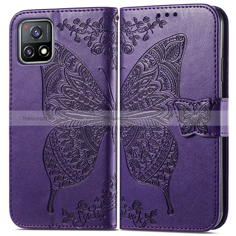 Leather Case Stands Butterfly Flip Cover Holder for Vivo iQOO U3 5G