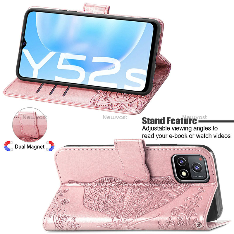 Leather Case Stands Butterfly Flip Cover Holder for Vivo iQOO U3x 5G