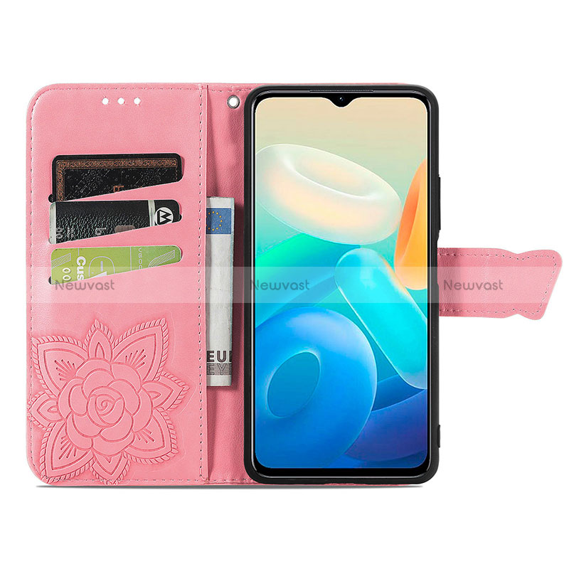 Leather Case Stands Butterfly Flip Cover Holder for Vivo iQOO Z6 Lite 5G