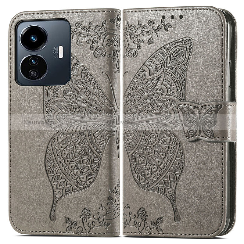 Leather Case Stands Butterfly Flip Cover Holder for Vivo iQOO Z6 Lite 5G