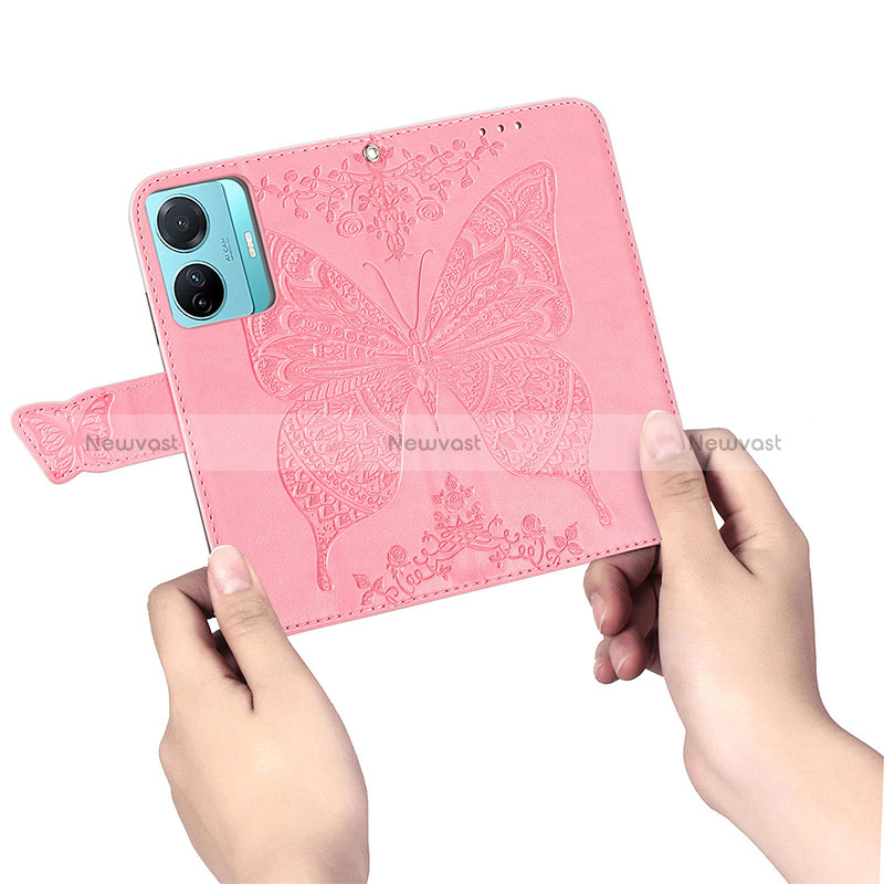 Leather Case Stands Butterfly Flip Cover Holder for Vivo iQOO Z6 Pro 5G