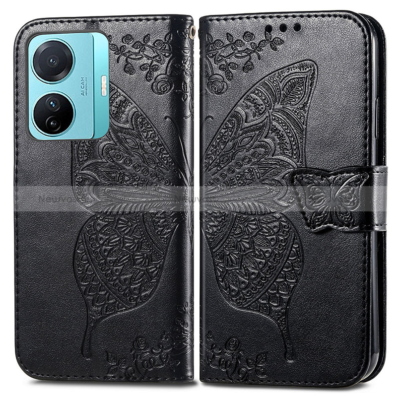 Leather Case Stands Butterfly Flip Cover Holder for Vivo iQOO Z6 Pro 5G