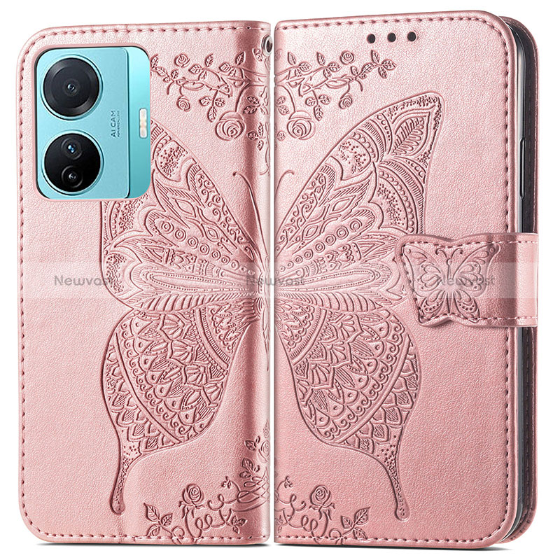 Leather Case Stands Butterfly Flip Cover Holder for Vivo iQOO Z6 Pro 5G