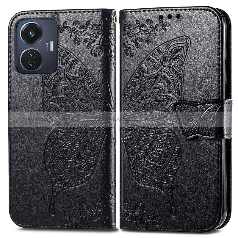 Leather Case Stands Butterfly Flip Cover Holder for Vivo T1 4G