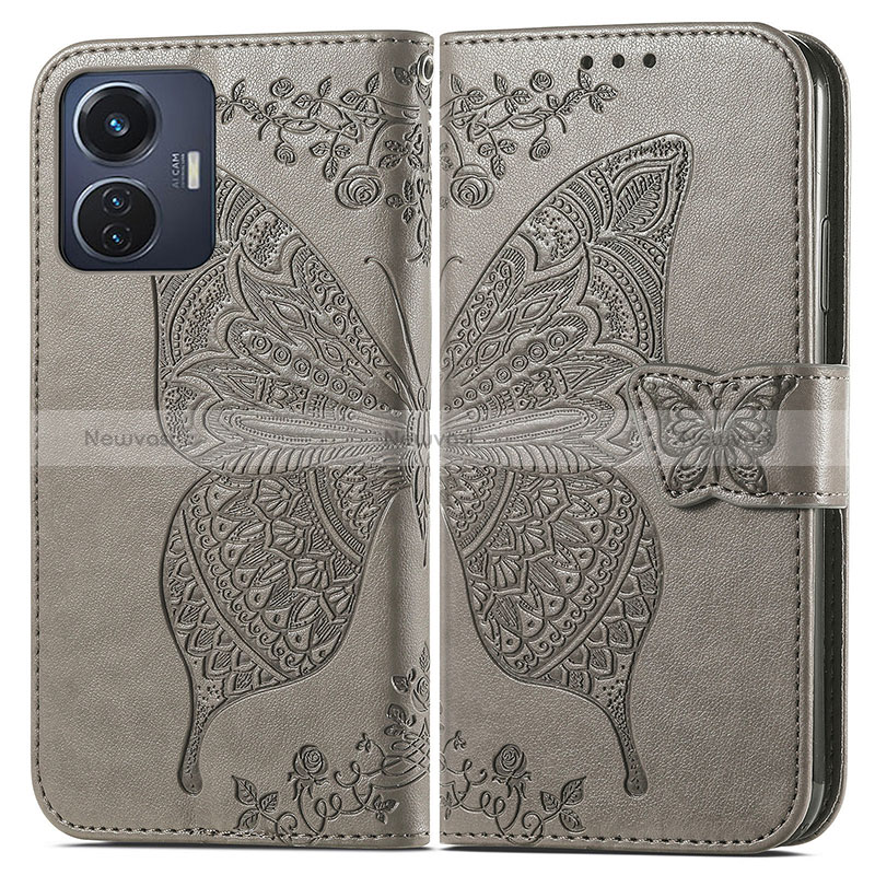 Leather Case Stands Butterfly Flip Cover Holder for Vivo T1 4G