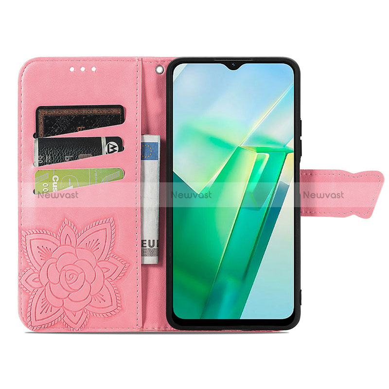 Leather Case Stands Butterfly Flip Cover Holder for Vivo T2x 5G