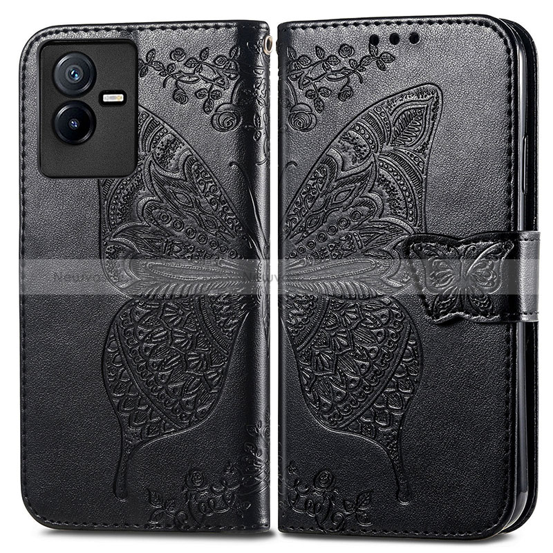 Leather Case Stands Butterfly Flip Cover Holder for Vivo T2x 5G