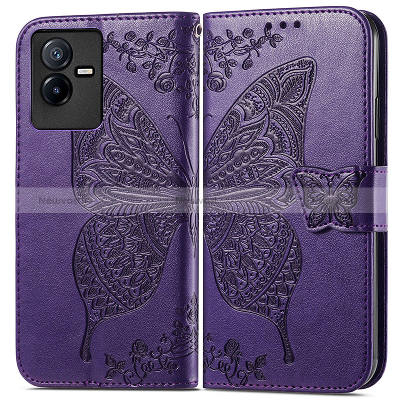 Leather Case Stands Butterfly Flip Cover Holder for Vivo T2x 5G