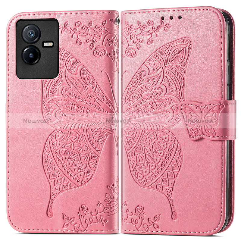 Leather Case Stands Butterfly Flip Cover Holder for Vivo T2x 5G