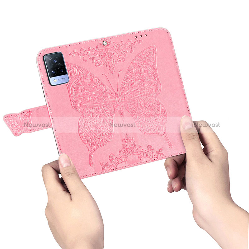 Leather Case Stands Butterfly Flip Cover Holder for Vivo V21 5G