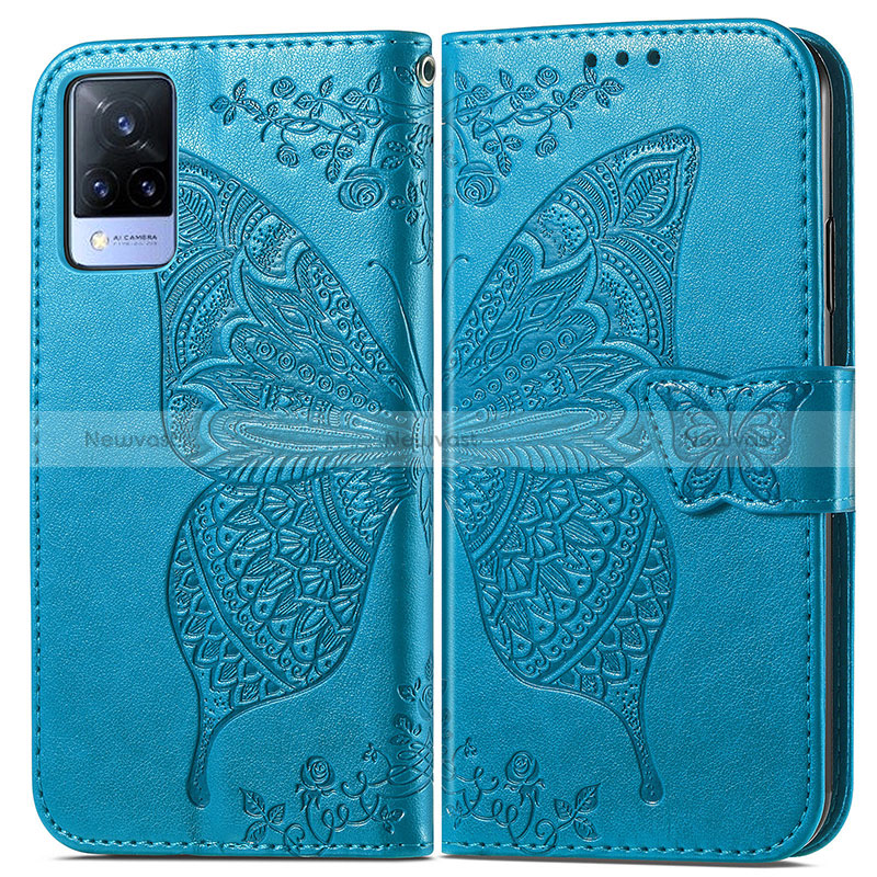 Leather Case Stands Butterfly Flip Cover Holder for Vivo V21 5G