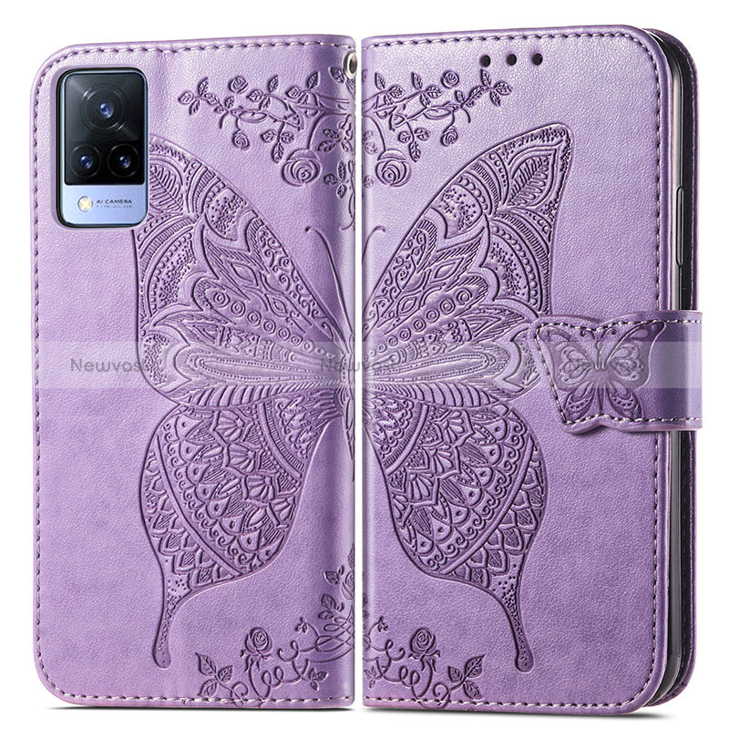 Leather Case Stands Butterfly Flip Cover Holder for Vivo V21 5G