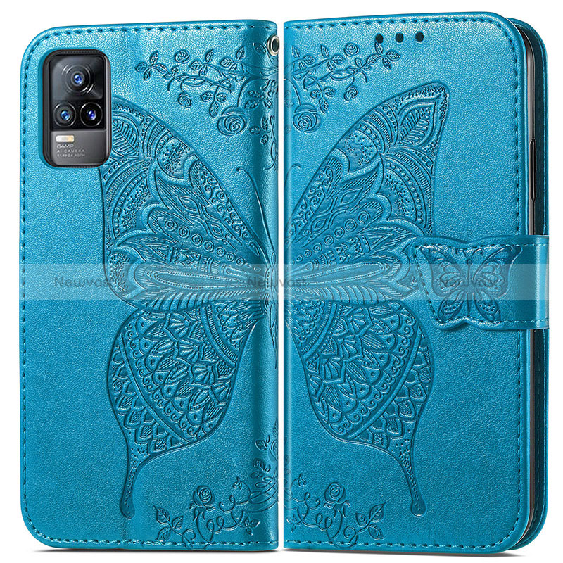 Leather Case Stands Butterfly Flip Cover Holder for Vivo V21e 4G