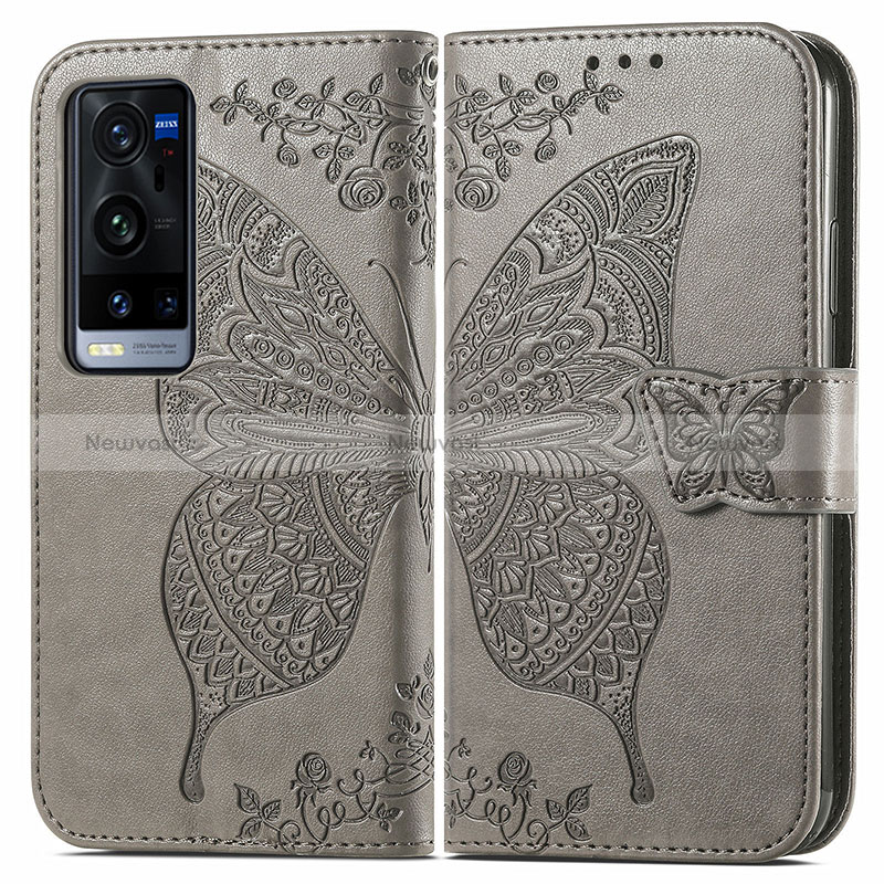 Leather Case Stands Butterfly Flip Cover Holder for Vivo X60 Pro+ Plus 5G