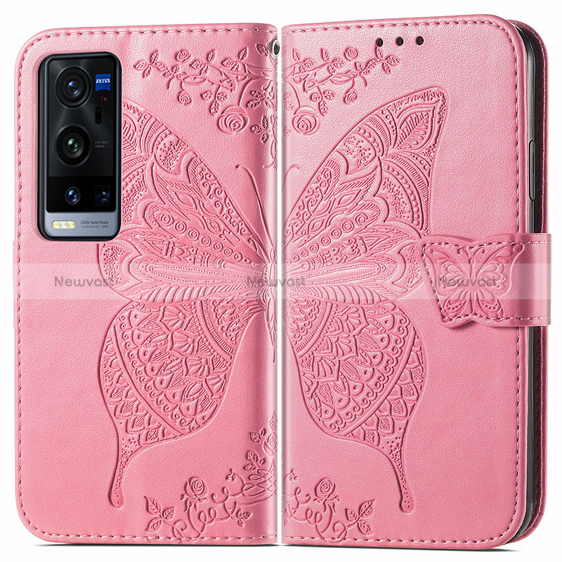 Leather Case Stands Butterfly Flip Cover Holder for Vivo X60 Pro+ Plus 5G