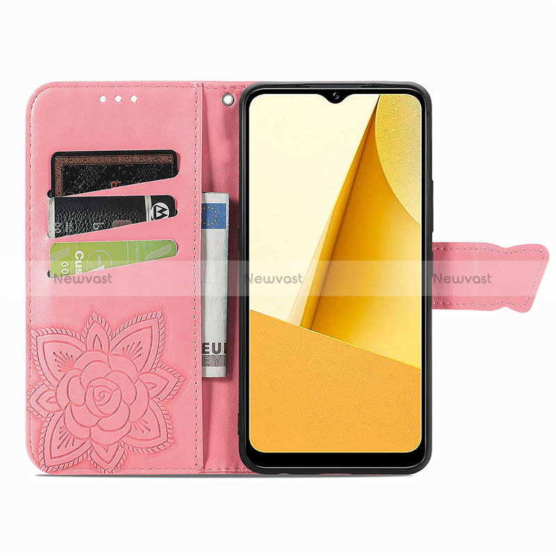 Leather Case Stands Butterfly Flip Cover Holder for Vivo Y02S