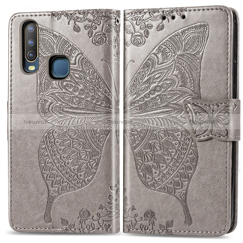 Leather Case Stands Butterfly Flip Cover Holder for Vivo Y11