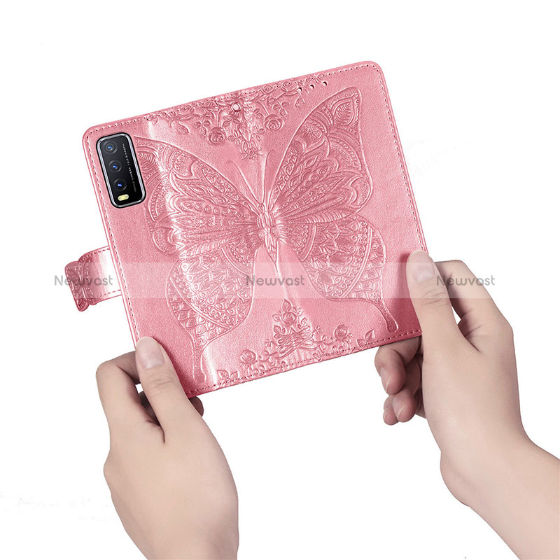 Leather Case Stands Butterfly Flip Cover Holder for Vivo Y12A