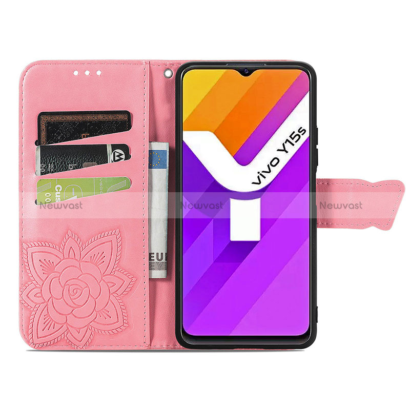 Leather Case Stands Butterfly Flip Cover Holder for Vivo Y15A