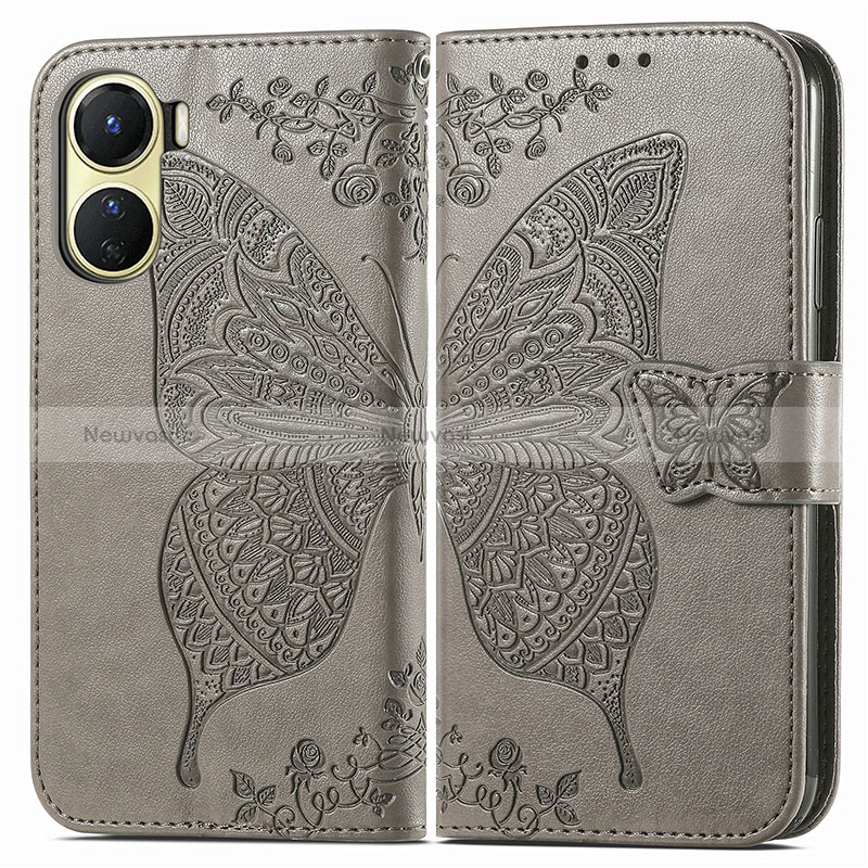 Leather Case Stands Butterfly Flip Cover Holder for Vivo Y16