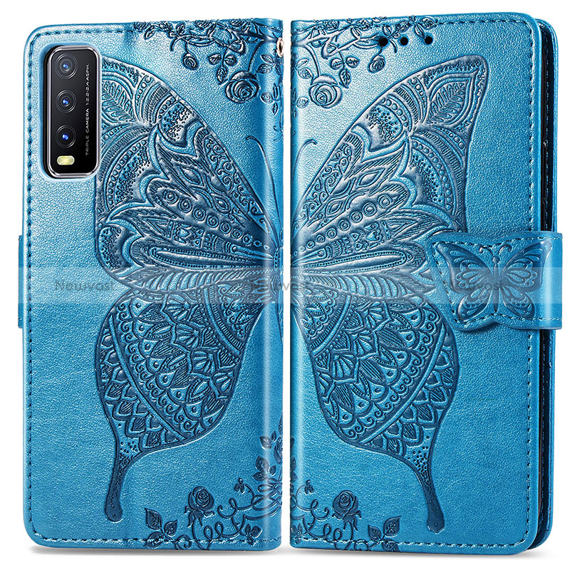 Leather Case Stands Butterfly Flip Cover Holder for Vivo Y20s