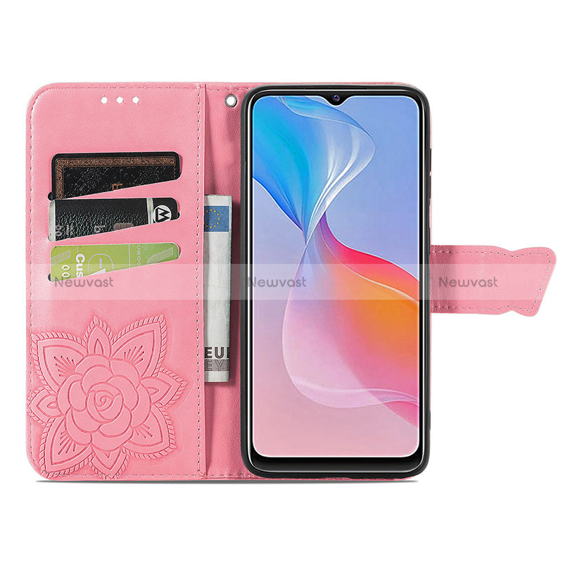 Leather Case Stands Butterfly Flip Cover Holder for Vivo Y21