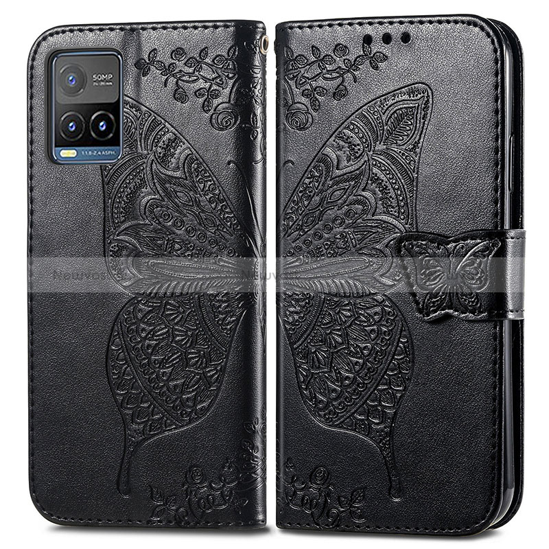 Leather Case Stands Butterfly Flip Cover Holder for Vivo Y21