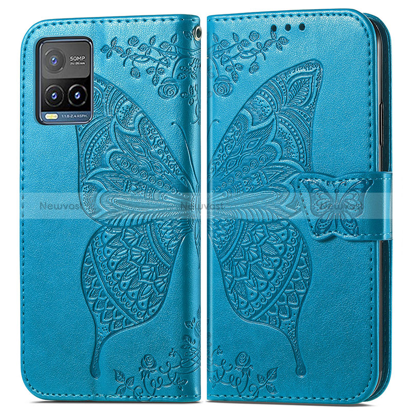 Leather Case Stands Butterfly Flip Cover Holder for Vivo Y21