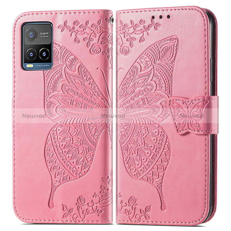 Leather Case Stands Butterfly Flip Cover Holder for Vivo Y21