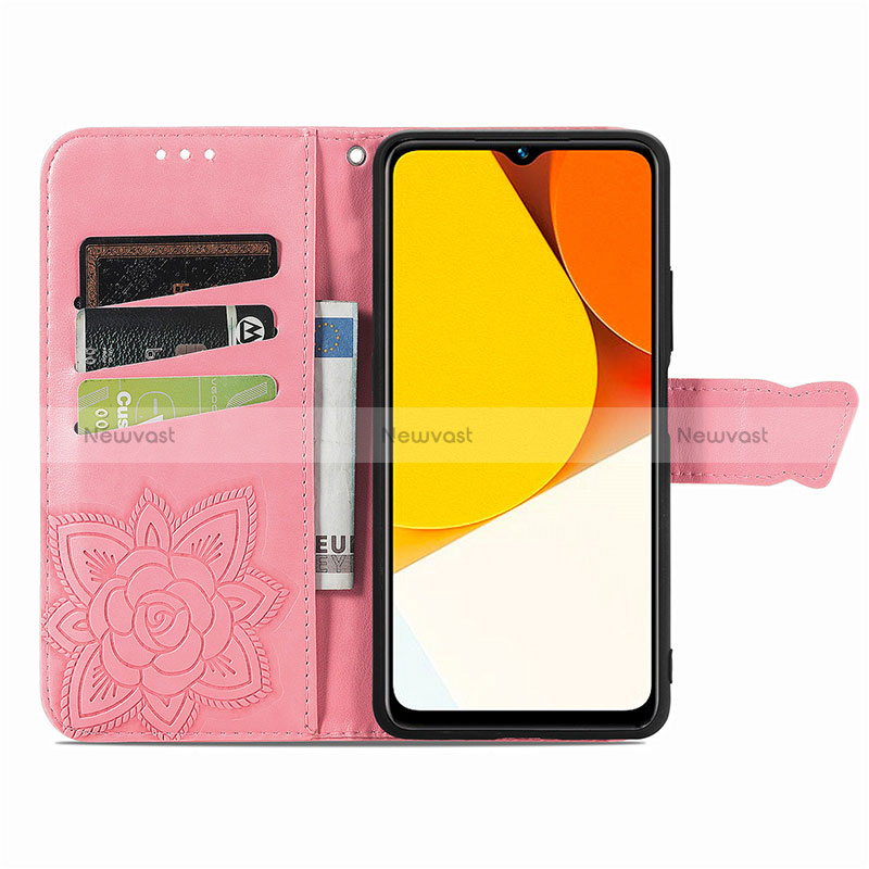 Leather Case Stands Butterfly Flip Cover Holder for Vivo Y35 4G