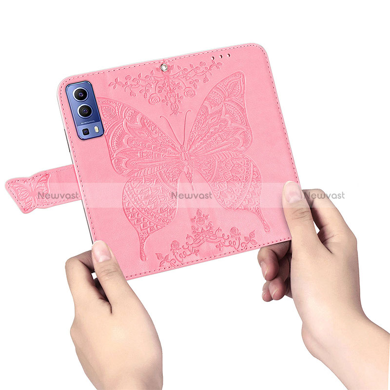 Leather Case Stands Butterfly Flip Cover Holder for Vivo Y52 5G