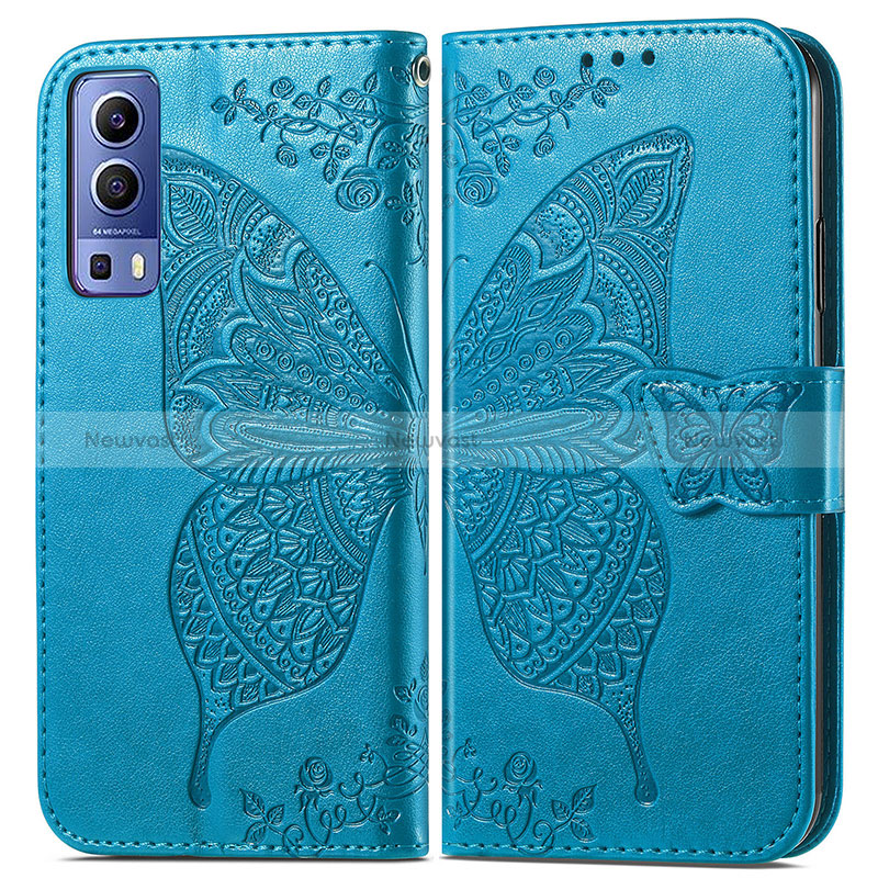 Leather Case Stands Butterfly Flip Cover Holder for Vivo Y52 5G