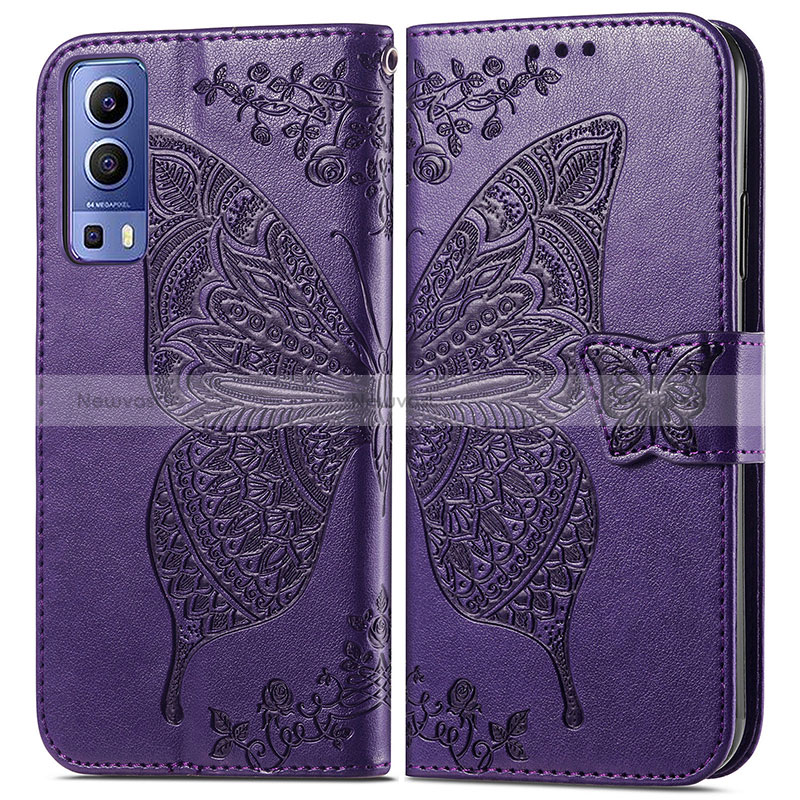 Leather Case Stands Butterfly Flip Cover Holder for Vivo Y52 5G