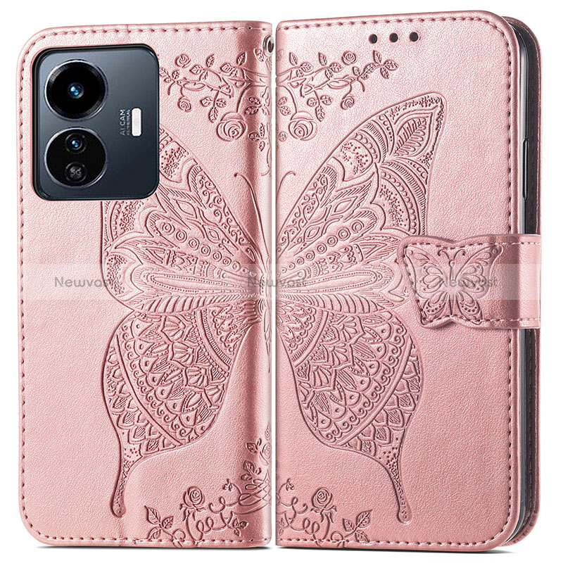 Leather Case Stands Butterfly Flip Cover Holder for Vivo Y77e 5G