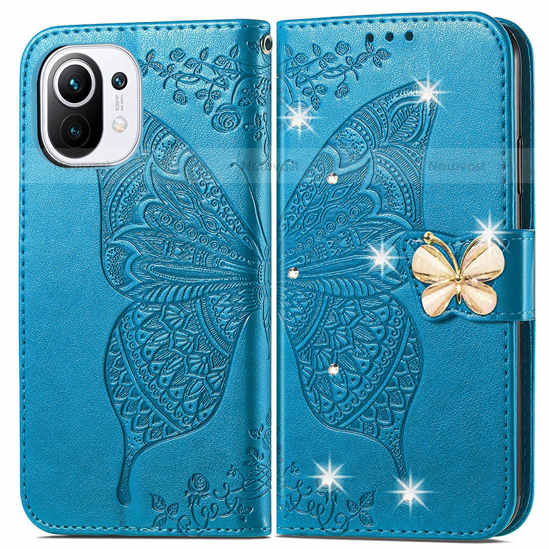 Leather Case Stands Butterfly Flip Cover Holder for Xiaomi Mi 11 Lite 4G