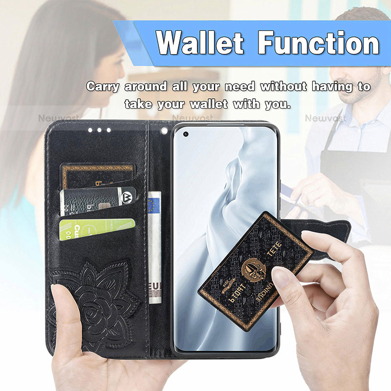 Leather Case Stands Butterfly Flip Cover Holder for Xiaomi Mi 11 Lite 4G