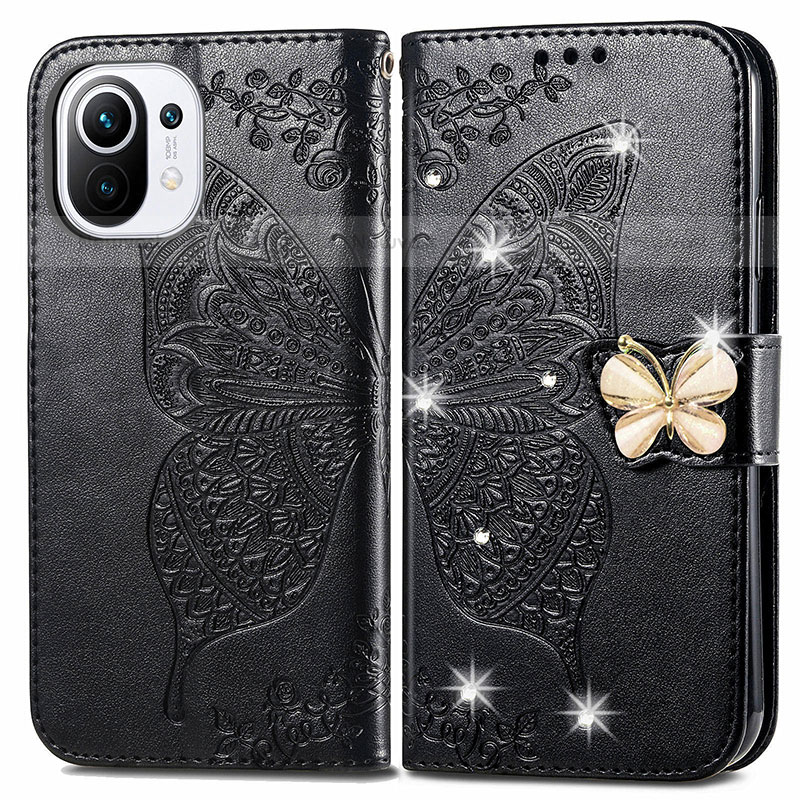 Leather Case Stands Butterfly Flip Cover Holder for Xiaomi Mi 11 Lite 5G NE