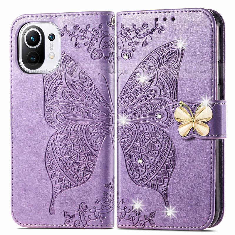 Leather Case Stands Butterfly Flip Cover Holder for Xiaomi Mi 11 Lite 5G NE